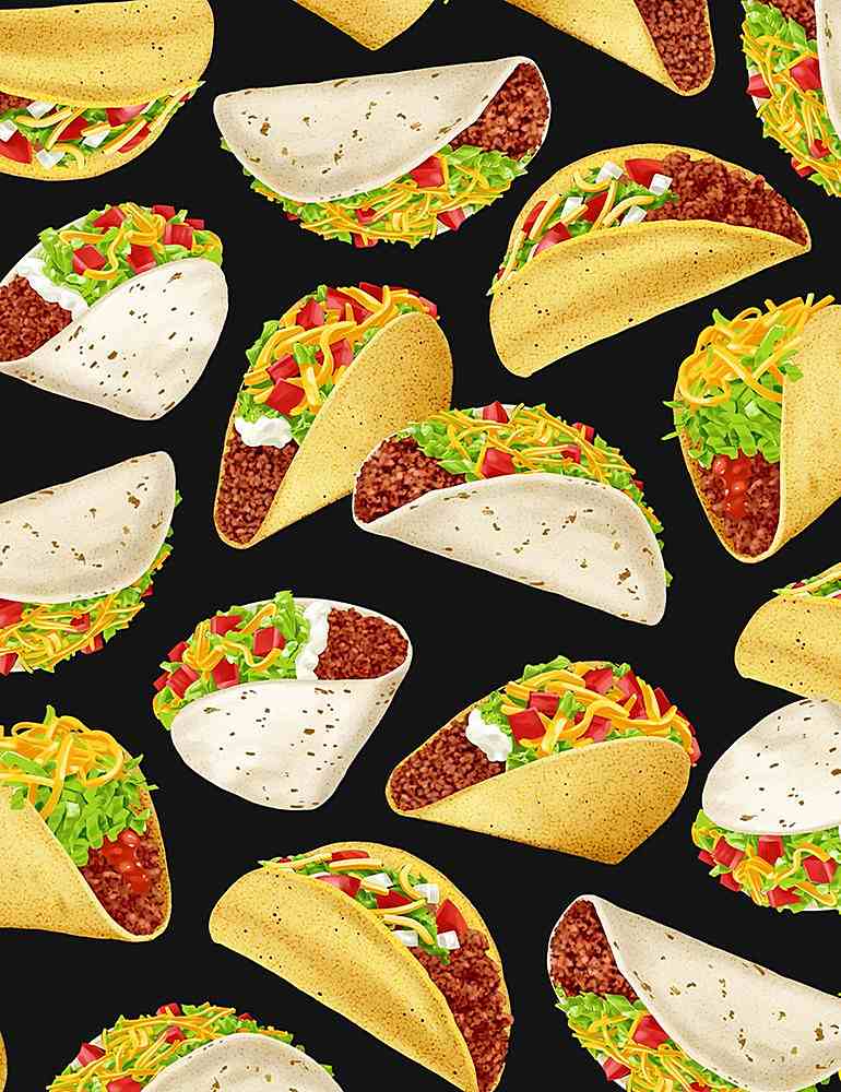 Timeless Treasures - Tossed Tacos - 1/2 YARD CUT