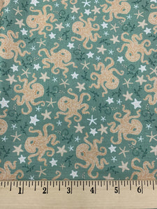 Camelot - Octopus Garden - Olive - 1/2 YARD CUT - Dreaming of the Sea Fabrics