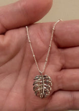 Load image into Gallery viewer, silver monstera leaf pendant necklace

