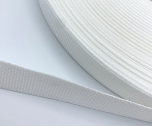 White 1" Polypro Webbing - BY THE YARD