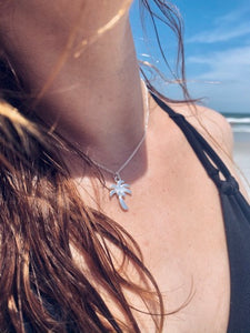 silver palm tree necklace