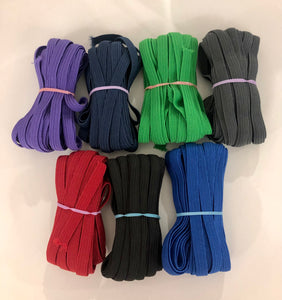 5 yard bundles of 1/4” flat elastic - various colors