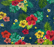 Load image into Gallery viewer, Windham Fabrics - Hibiscus Freeze - Ocean - 1/2 YARD CUT
