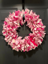Load image into Gallery viewer, Think Pink Rag Wreath
