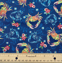 Load image into Gallery viewer, Studio E - Blooming Ocean - Dark Blue Floral Crustaceans - 1/2 YARD CUT - Dreaming of the Sea Fabrics
