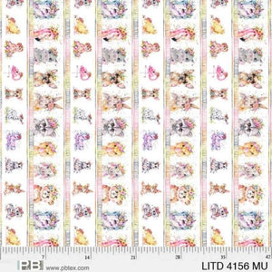 P&B Textiles - Little Darlings - Multi Animal Stripe - 1/2 YARD CUT