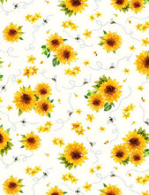 Load image into Gallery viewer, Timeless Treasures - Hello Sunshine - Sunflowers and Bees - 1/2 YARD CUT
