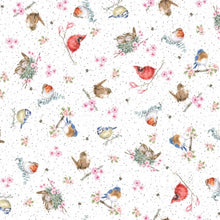 Load image into Gallery viewer, Maywood Studio - Bramble Patch - Tossed Birds White - 1/2 YARD CUT
