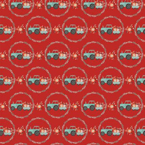 Poppie Cotton - Red Tractor Pull - 1/2 YARD CUT