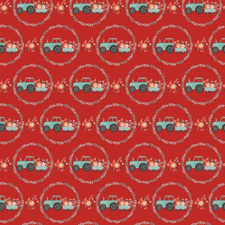 Poppie Cotton - Red Tractor Pull - 1/2 YARD CUT