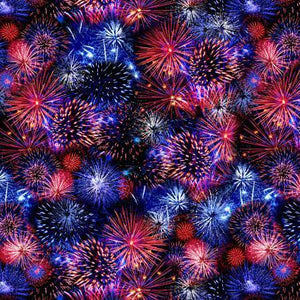 patriotic fireworks red white and blue Independence Day fourth of July 4th timeless treasures fabric