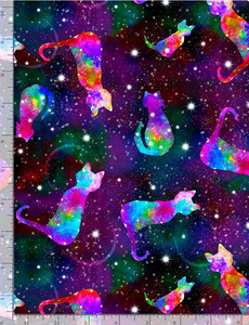 Timeless Treasures - Galaxy Space Cats - 1/2 YARD CUT