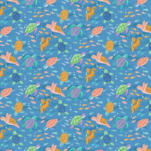 Load image into Gallery viewer, Timeless Treasures - Sea Friends - Tossed Sea Turtles - 1/2 YARD CUT
