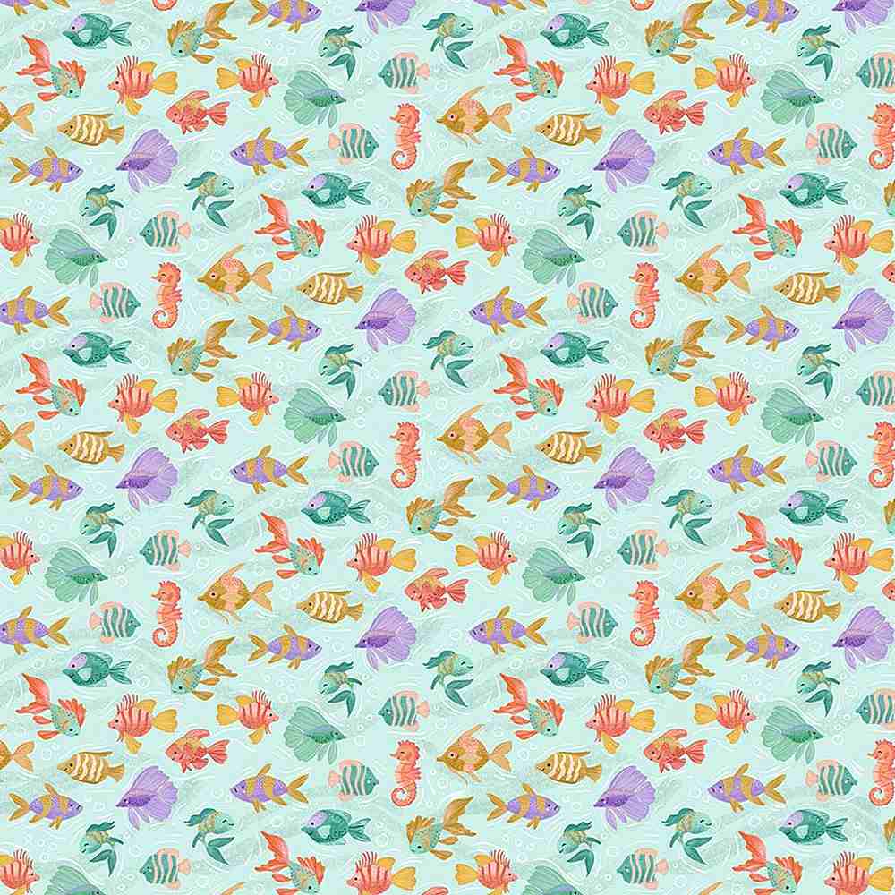 Timeless Treasures - Sea Friends - Fish & Seahorses - 1/2 YARD CUT