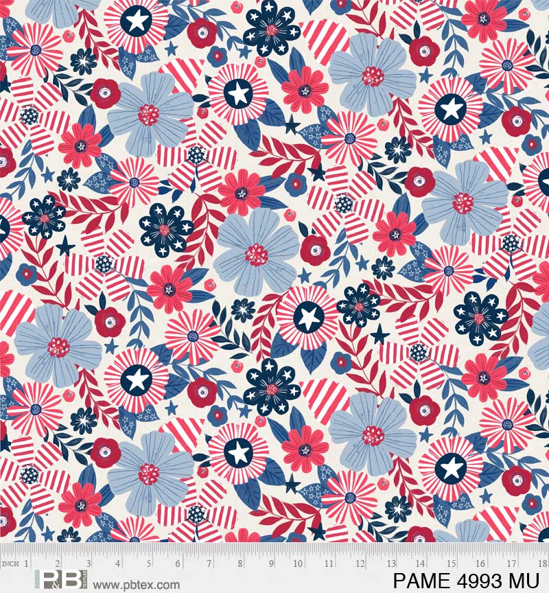P&B Textiles - Patchwork Americana Floral - 1/2 YARD CUT