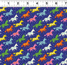 Load image into Gallery viewer, royal galloping unicorns purple whimsical unicorn fabric
