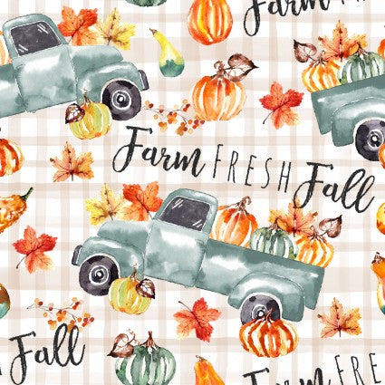 Springs Creative - Farm Fresh Fall Trucks - 1/2 YARD CUT