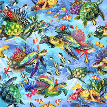 Load image into Gallery viewer, Oasis Fabrics - Sea Turtle Master - Light Blue - 1/2 YARD CUT
