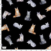 Load image into Gallery viewer, Michael Miller - Paws Up! - Crafty Cats - Black - 1/2 YARD CUT

