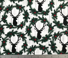 Load image into Gallery viewer, Timeless Treasures - Wreath Deer Heads - 1/2 YARD CUT
