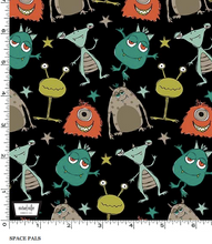 Load image into Gallery viewer, Michael Miller - Space Pals - Black - 1/2 YARD CUT
