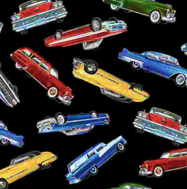 Timeless Treasures - Classic Cars - Tossed - 1/2 YARD CUT