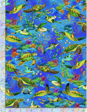 Load image into Gallery viewer, Timeless Treasures - Aquarium - Colorful Sea Turtles - 1/2 YARD CUT
