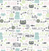 Load image into Gallery viewer, Riley Blake - Purrfect Day - Text White - 1/2 YARD CUT
