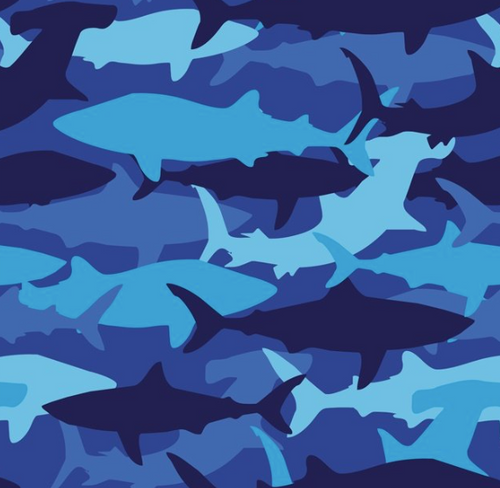 David Textiles - Blue Shark Camo- 1/2 YARD CUT - Dreaming of the Sea Fabrics