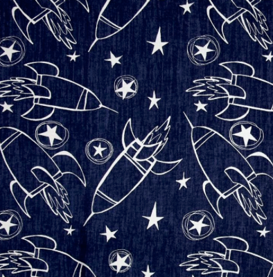 End of Bolt - Jeans and Things - Spaceships - BY THE 1/2 YARD - Dreaming of the Sea Fabrics