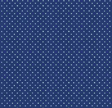 Load image into Gallery viewer, navy blue and white polka dots roots of love Wilmington prints fabric
