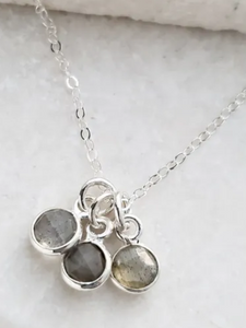 Sterling Silver Labradorite Cluster Trio Necklace