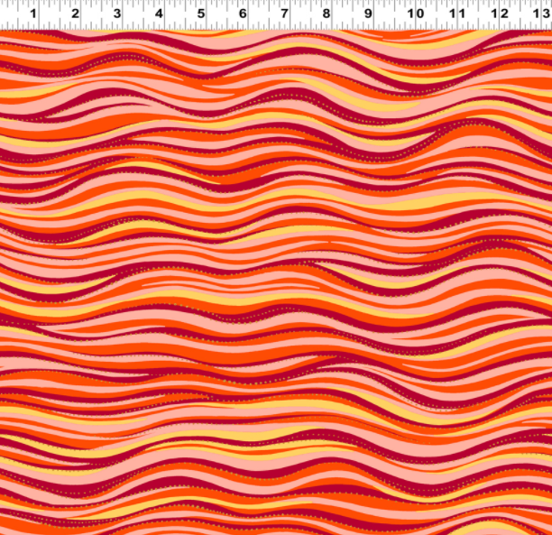 Clothworks - Basic Wave - Dark Coral - 1/2 YARD CUT