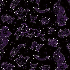 Clothworks - Black Zodiac - 1/2 YARD CUT