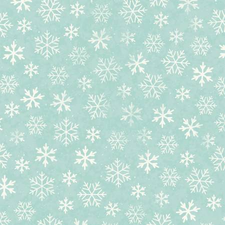 Clothworks - Turquoise Snowflakes - 1/2 YARD CUT