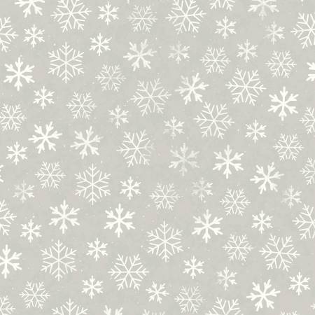 Clothworks - Taupe Snowflakes - 1/2 YARD CUT