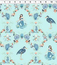 Load image into Gallery viewer, Clothworks - Light Aqua By the Seashore Damask - 1/2 YARD CUT
