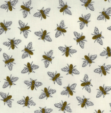 Load image into Gallery viewer, dove grey gray light bumblebees yellow stripe bee grateful moda fabrics
