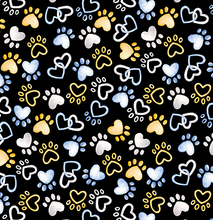 Load image into Gallery viewer, Kanvas - Pawfect Paws - Black - 1/2 YARD CUT - Dreaming of the Sea Fabrics
