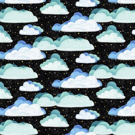 Michael Miller - Hula Universe - Black Space Clouds - 1/2 YARD CUT - Dreaming of the Sea Fabrics