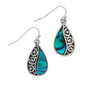 Blue Abalone Earrings - Silver Teardrop