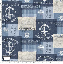 Load image into Gallery viewer, Michael Miller - Bon Voyage - Sailing Patchwork - 1/2 YARD CUT
