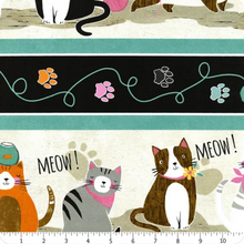Load image into Gallery viewer, Wilmington - Purrfect Partners - Repeating Stripe - 1/2 YARD CUT
