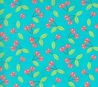 Moda Fabrics - Hello Sunshine Cherries - Aqua - 1/2 YARD CUT - Dreaming of the Sea Fabrics