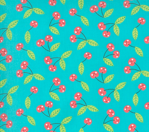 Moda Fabrics - Hello Sunshine Cherries - Aqua - 1/2 YARD CUT - Dreaming of the Sea Fabrics