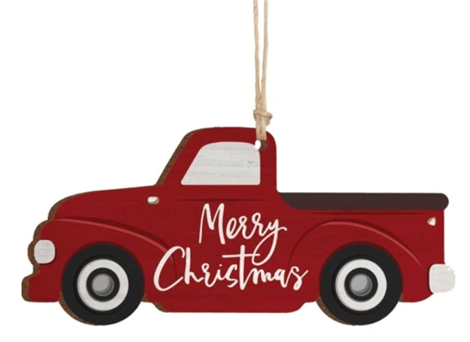 Merry Christmas Red Truck Ornament