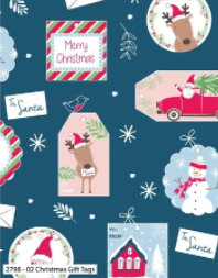 Craft Cotton Company - Christmas Post - Gift Tags - 1/2 YARD CUT