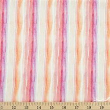 Load image into Gallery viewer, pink purple light tan orange fuchsia watercolor stripe white striped out summer lovin&#39; dear Stella fabric
