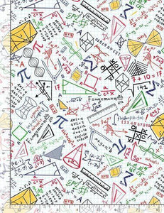 Timeless Treasures - Colorful Math Doodles on Grid - 1/2 YARD CUT - Dreaming of the Sea Fabrics