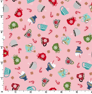 Kimberbell - Cup of Cheer - Cozy Cups Pink - 1/2 YARD CUT